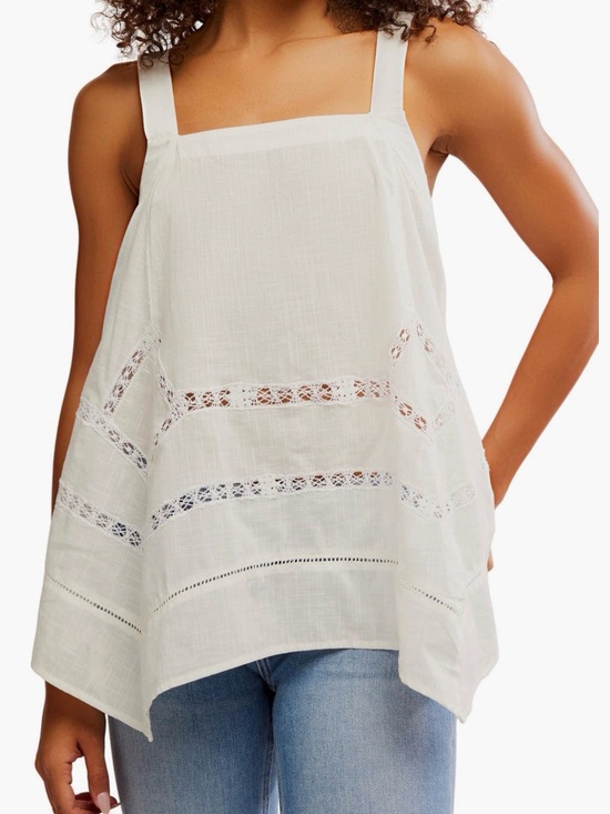 Free People Tops - Free People Lace Inset Handkerchief Hem Cotton Camisole